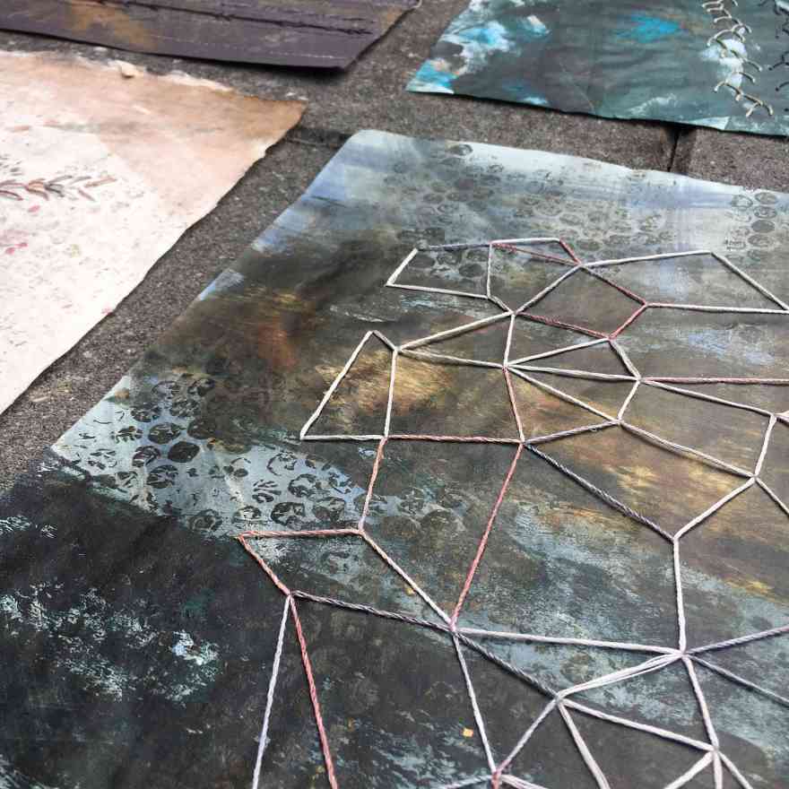 Black sand works on paper detail