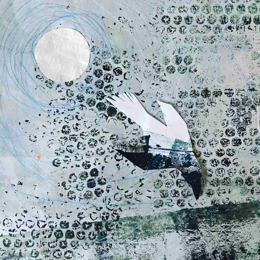 Crow and moon collage