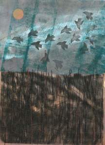 Illustration mixed media and embroidery December