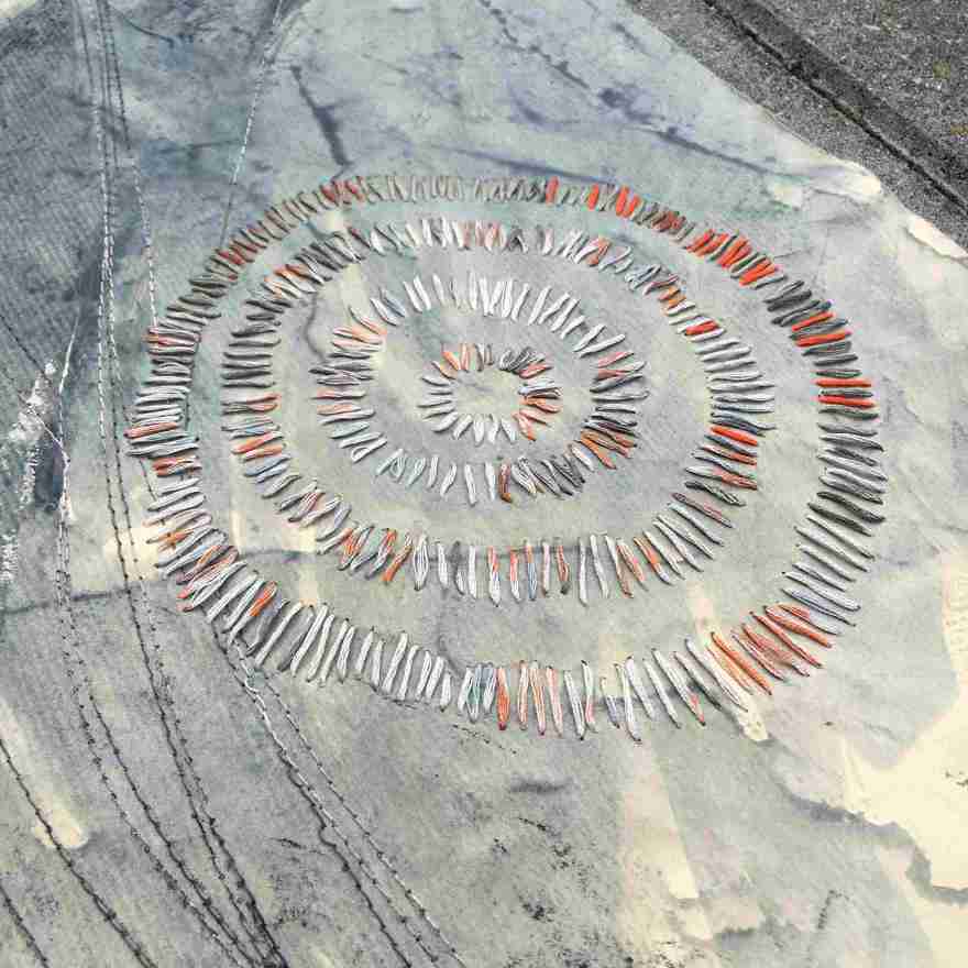 Machine and hand embroidery on paper