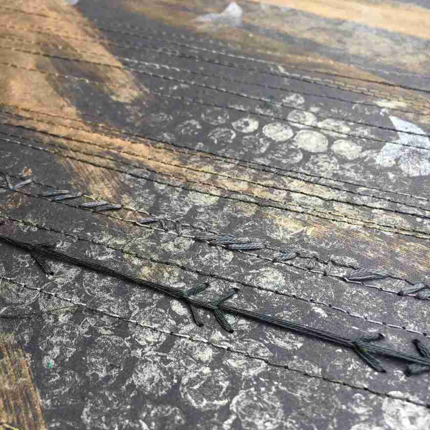 Monoprint and embroidery detail