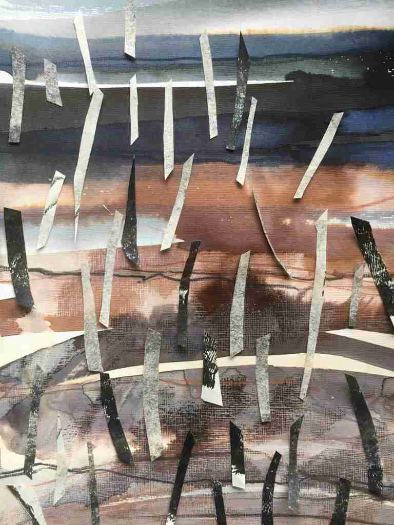 Mixed media paper in progress