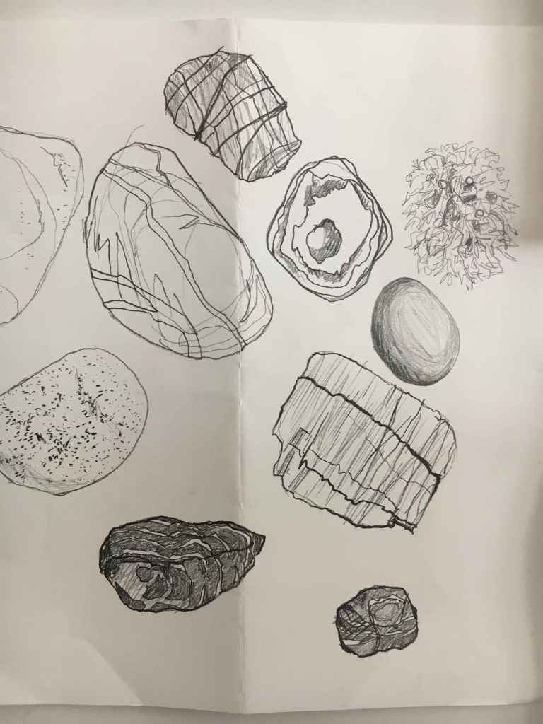 Gylen beach pencil sketches