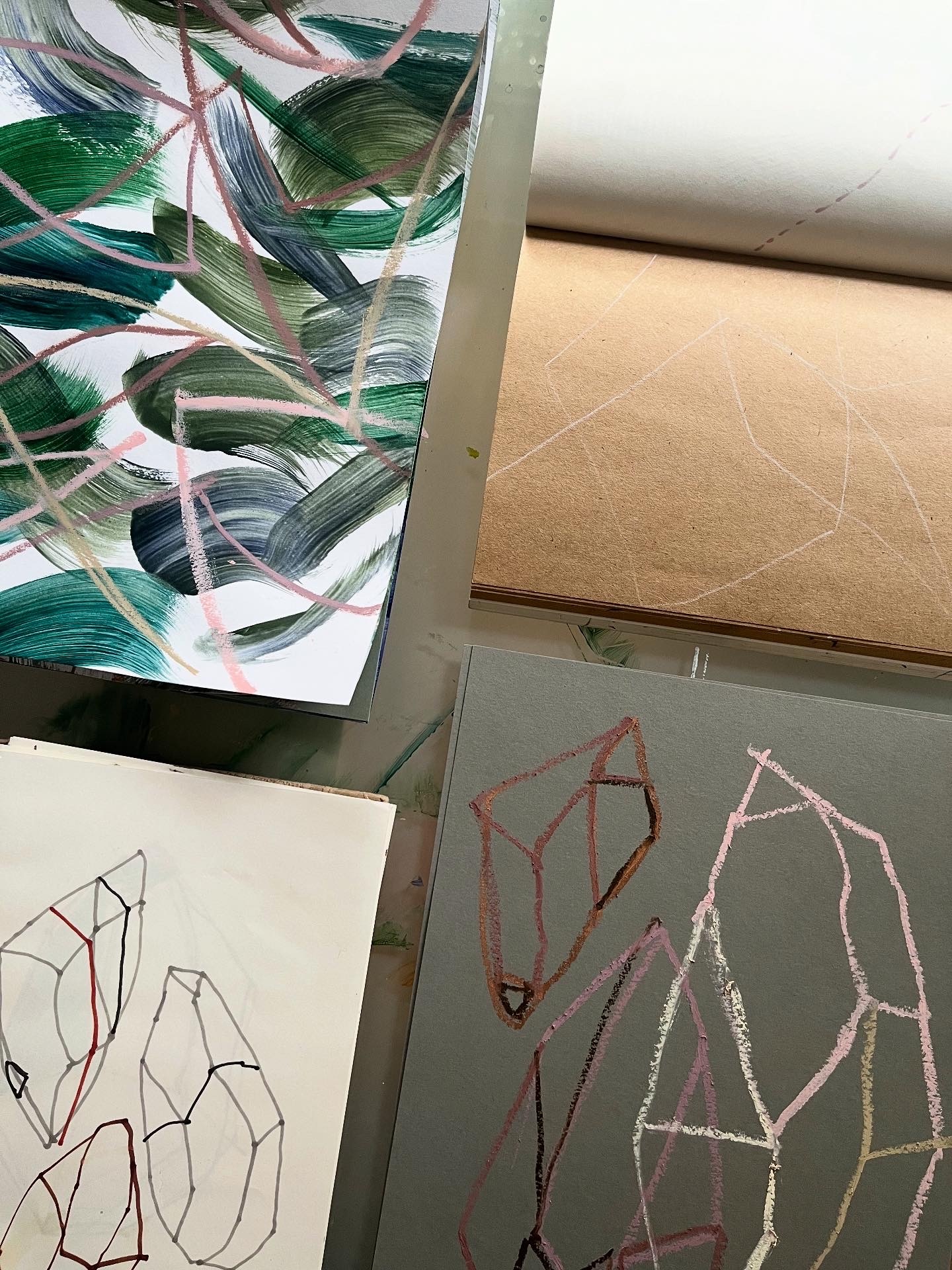 Totem: sketchbook work and painting/oil stick on paper