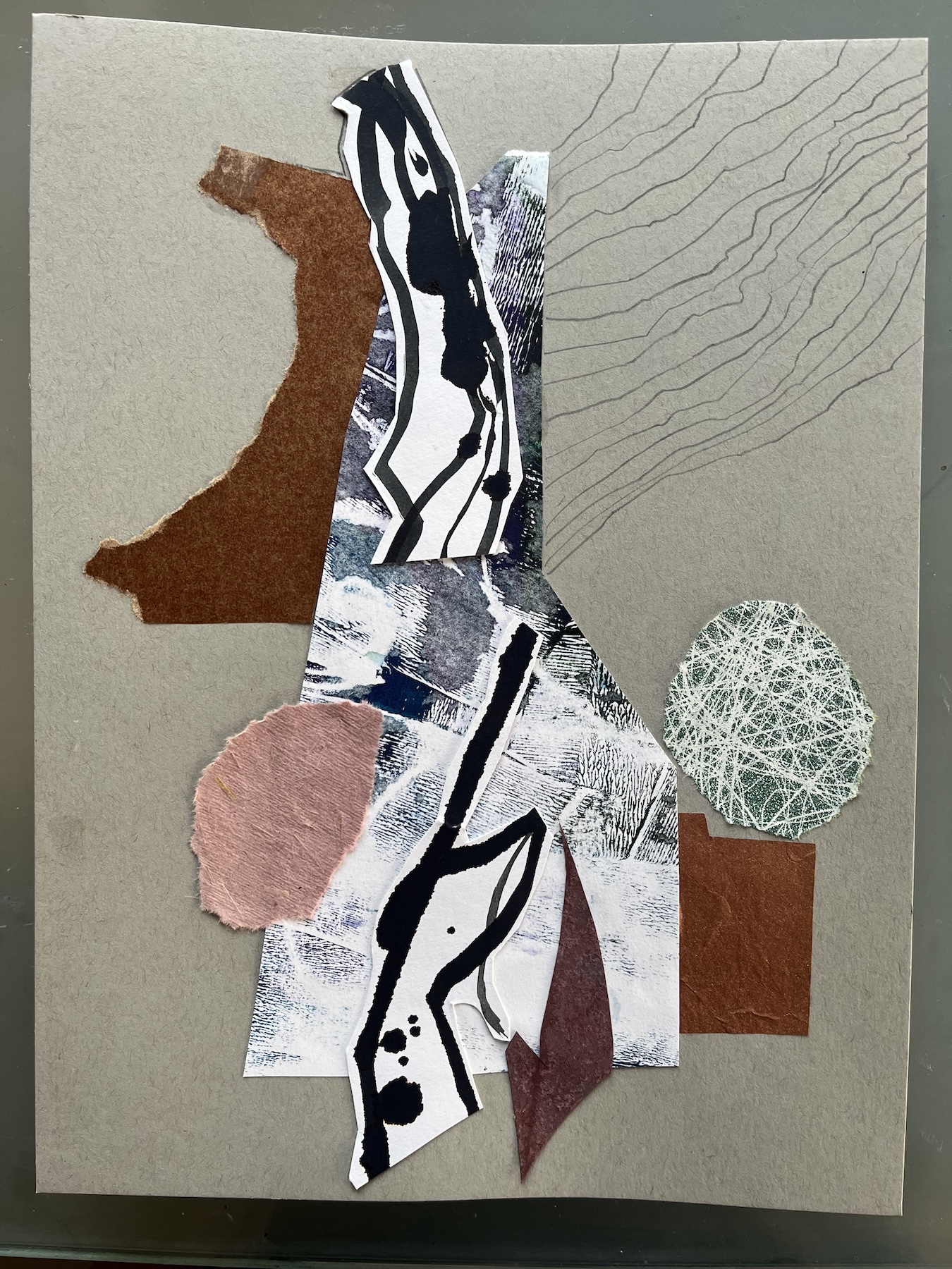 Totem: mixed media, drawing and collage on paper
