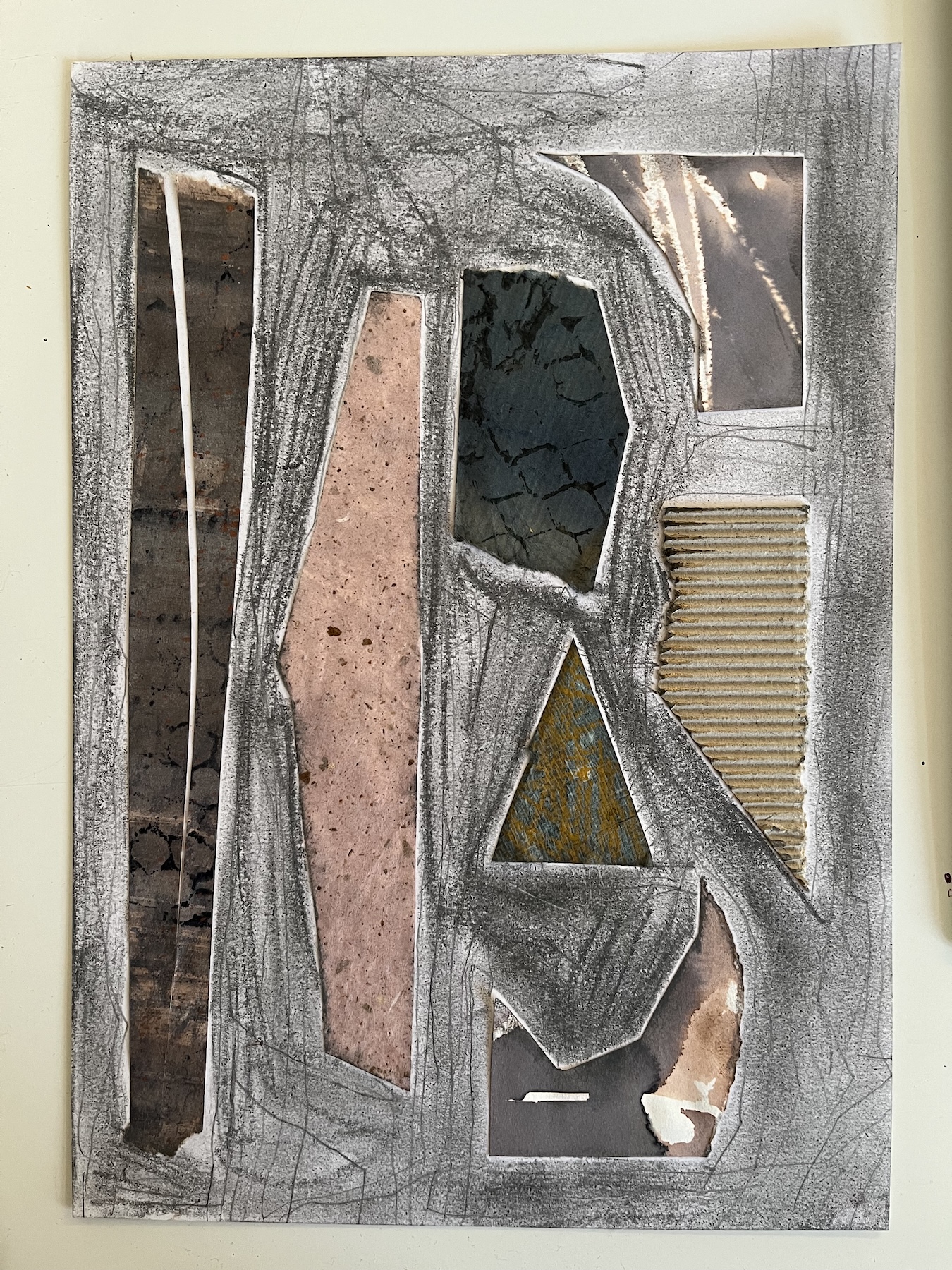 Totem: mixed media and collage on paper