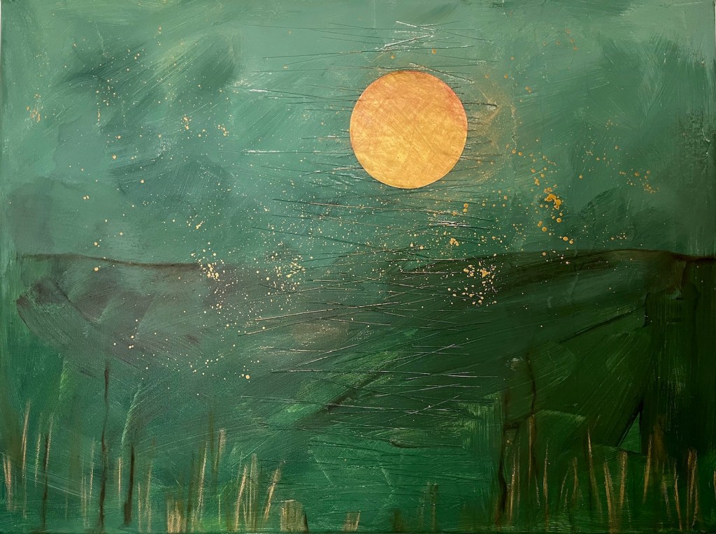 Biophilia acrylic and oil stick on canvas